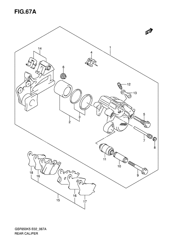 Rear caliper              

                  Gsf650ak5/uak5/sak5/suak5/ak6/uak6/sak6/suak6