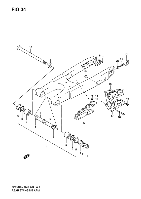 Rear swinging arm