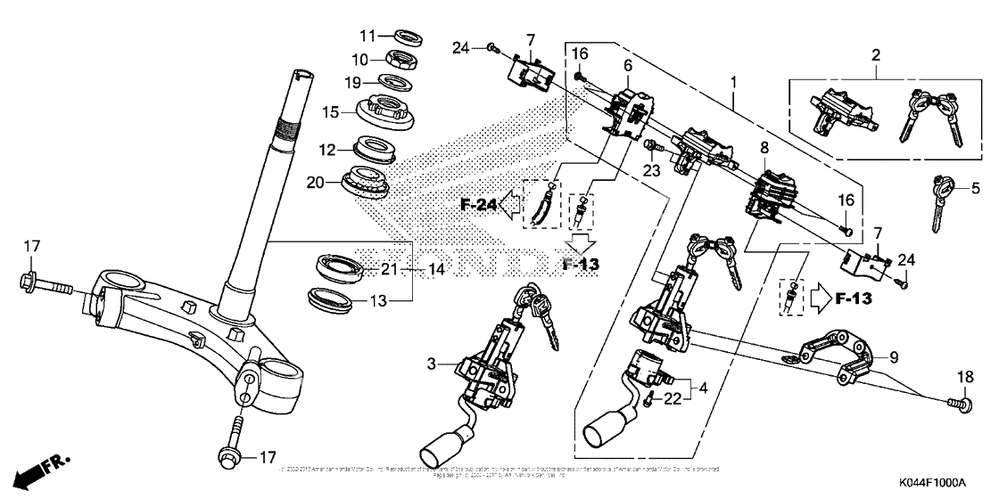 Steering stem + combination switch