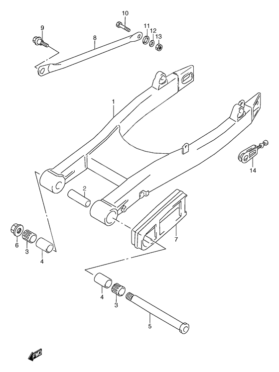 Rear swinging arm