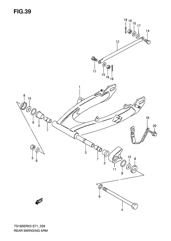 Rear swinging arm