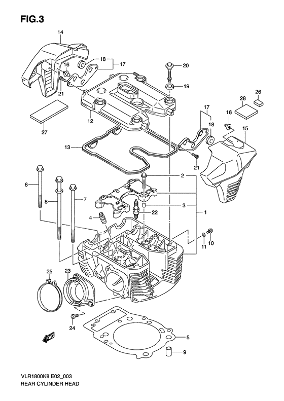 Rear cylinder head