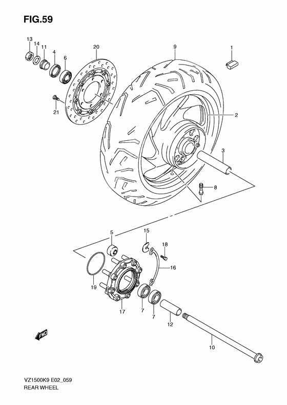 Rear wheel complete assy