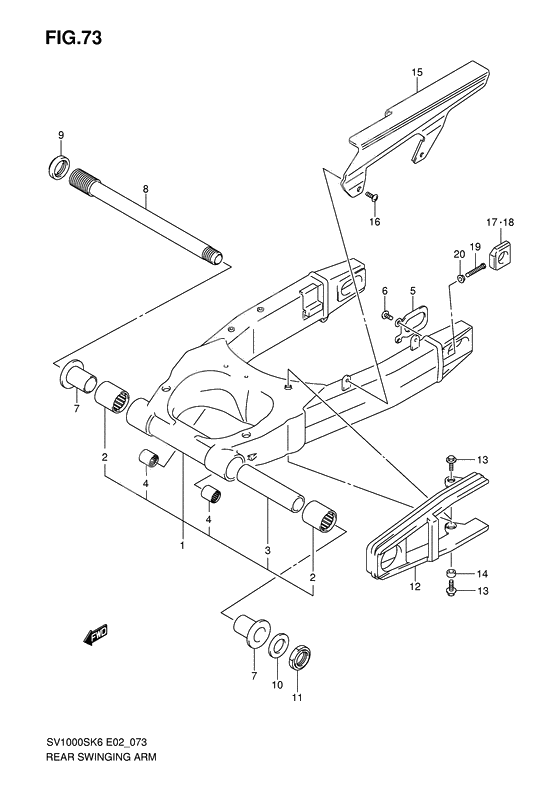 Rear swinging arm