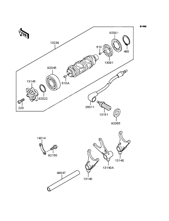 Gear change drum & forks