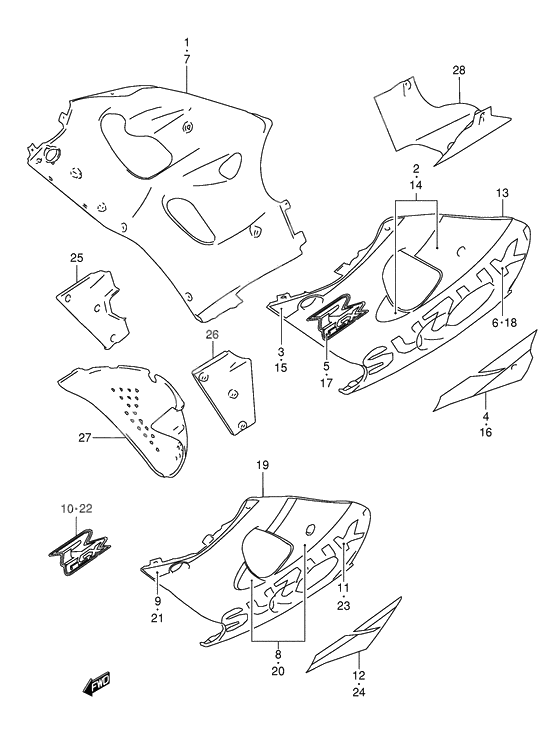 Under cowling body              

                  Model y for l99, bp9, ce2