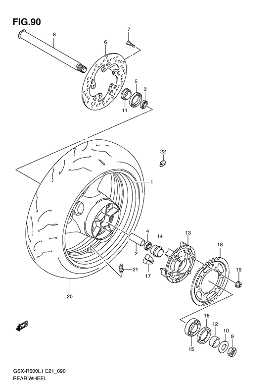 Rear wheel complete assy