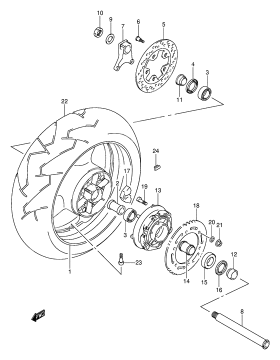 Rear wheel complete assy