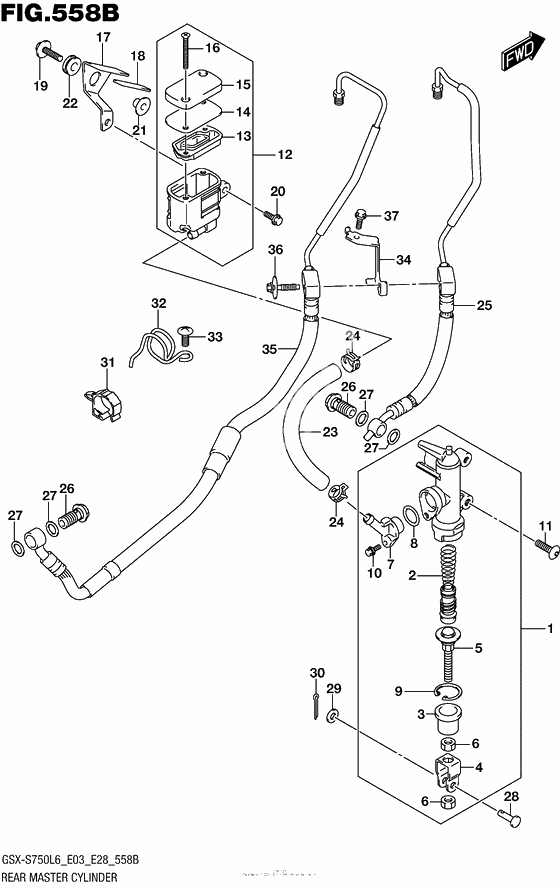 Задний тормозной цилиндр (Gsx-S750Al6 E28)