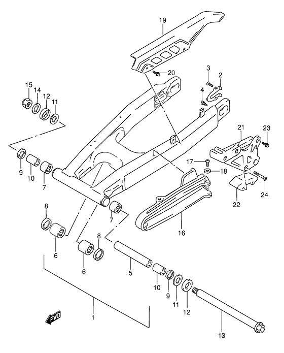 Rear swinging arm