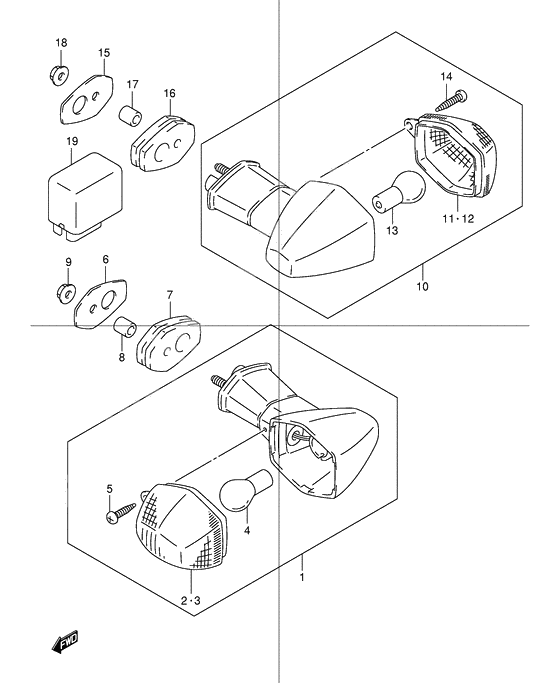 Turnsignal front & rear lamp              

                  Gsf600y/uy/k1/k2/k3/k4/uk1/uk2/uk3/uk4/zk4