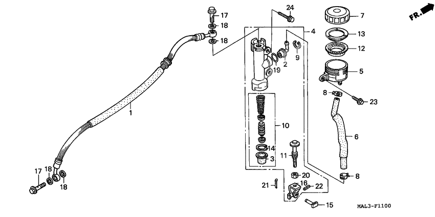 Rear brake master cylinder