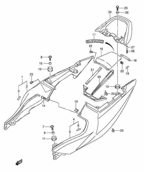 Seat tail cover              

                  Sv1000sk3/s1k3/s2k3