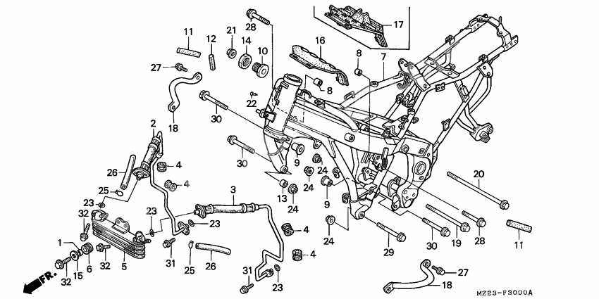 Frame body/oil cooler
