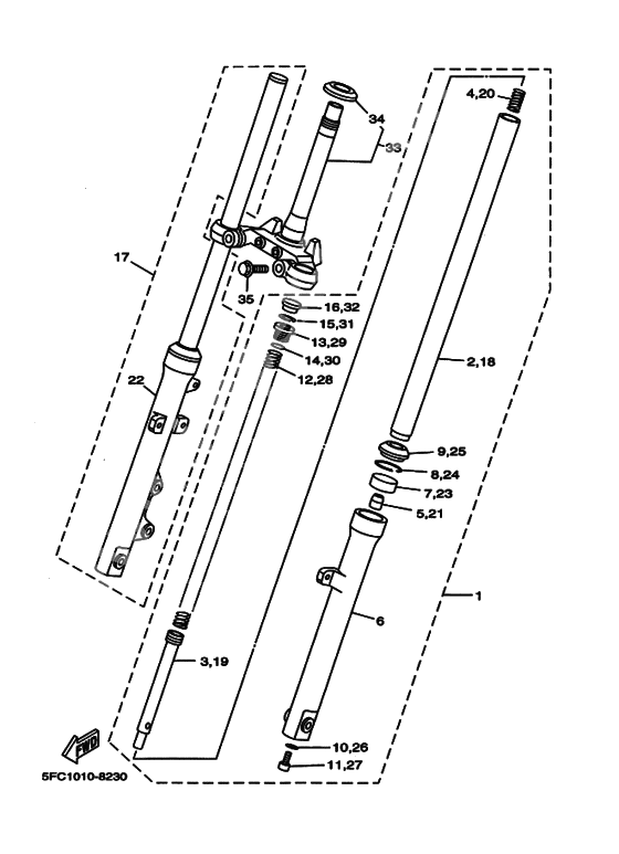 Front fork assy(ur silv