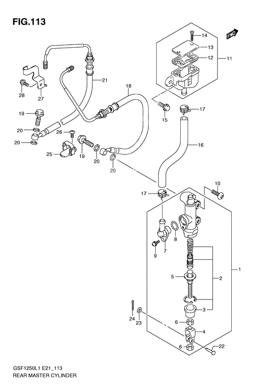 Rear master cylinder              

                  Gsf1250al1 e21