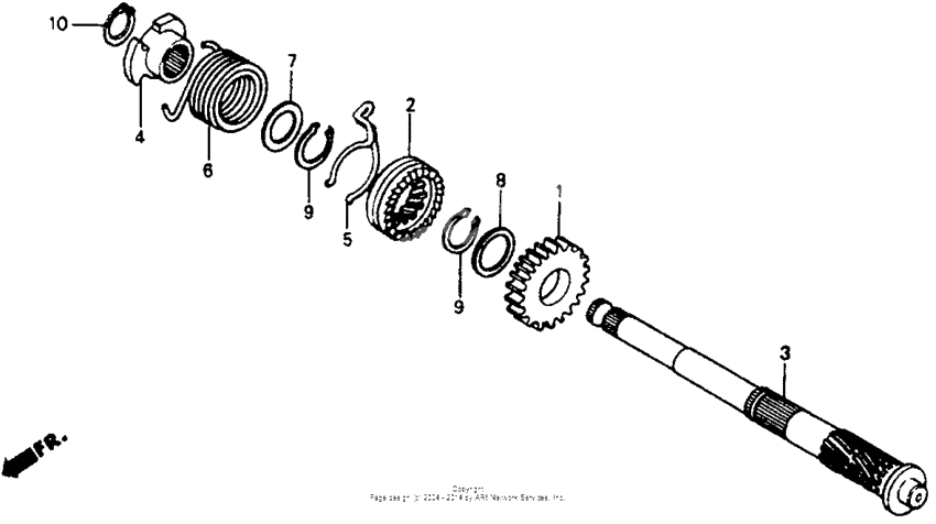 Kick starter spindle