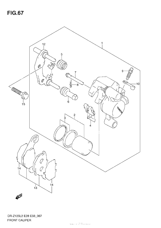 Передний тормозной суппорт (Dr-Z125L E33)