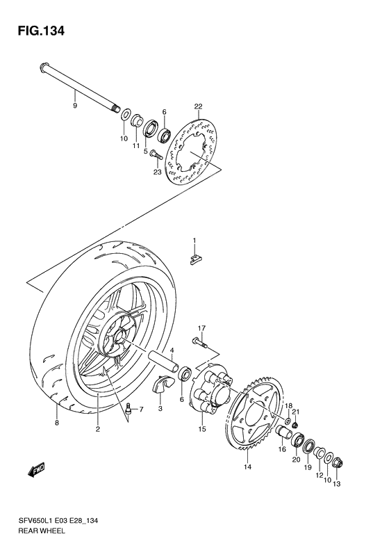 Rear wheel complete assy              

                  Sfv650l1 e3