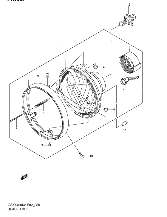Headlamp assy              

                  Gsx1400k2/uk2/k3/uk3 e2, e19