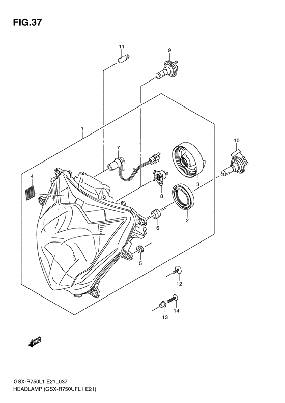 Headlamp              

                  Gsx-r750ufl1 e21