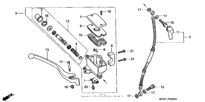 Front brake master cylinder