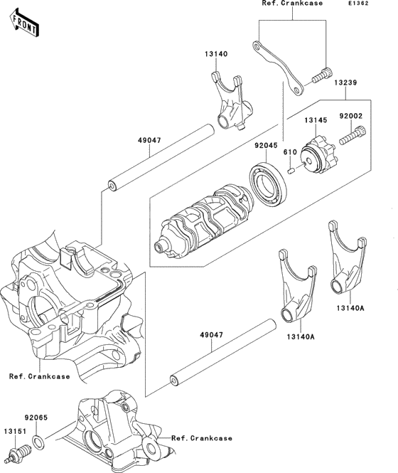 Gear change drum/shift fork(s)