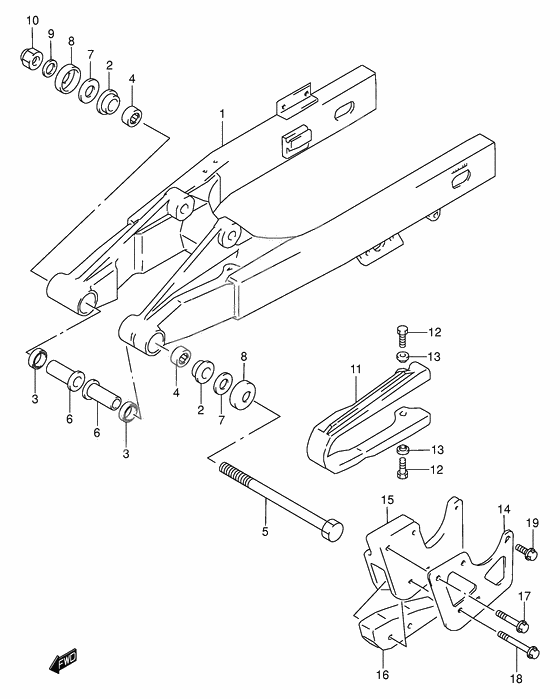 Rear swinging arm