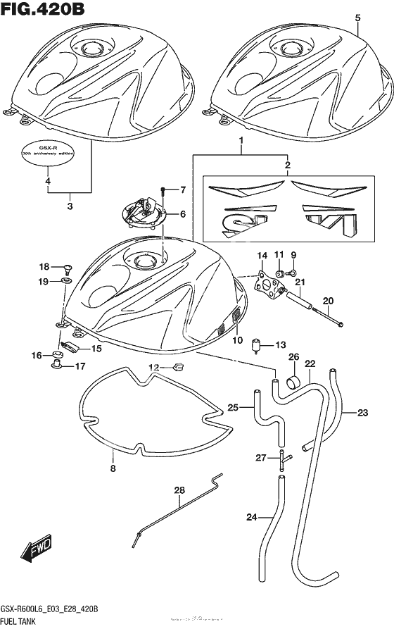 Топливный бак (Gsx-R600L6 E28)