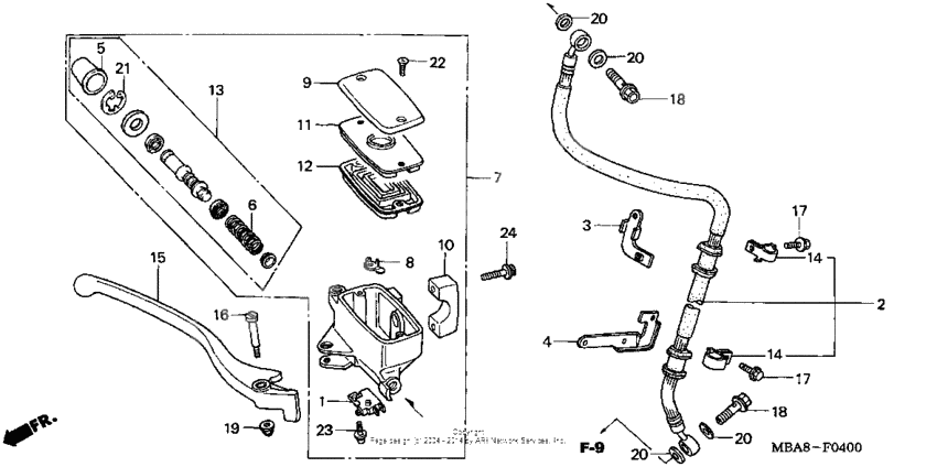 Front brake master cylinder