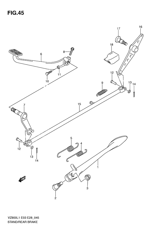 Stand - rear brake