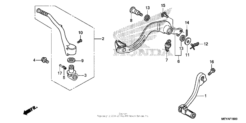Pedal + kick starter arm
