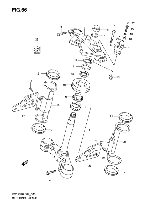 Steering stem              

                  Sv650k8/uk8/ak8/uak8/k9/uk9/ak9/uak9