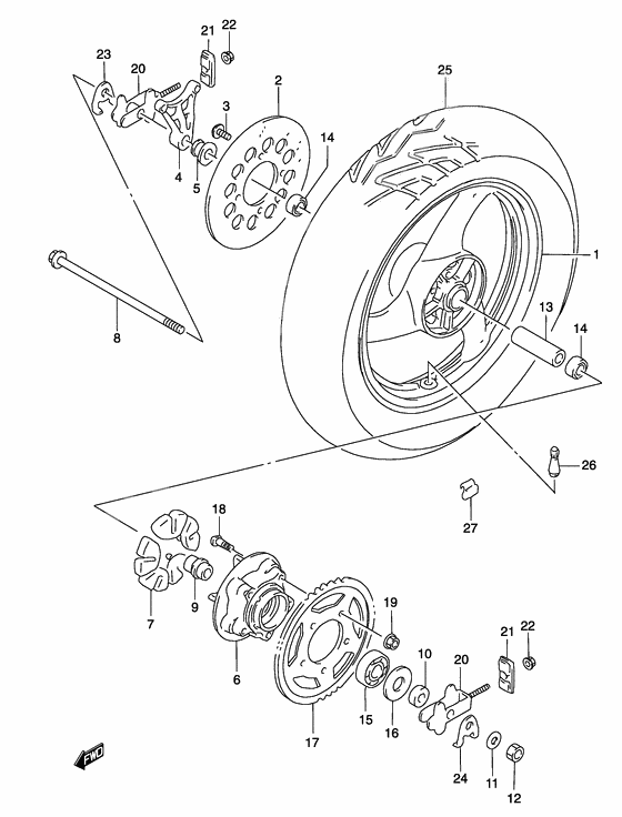 Rear wheel complete assy