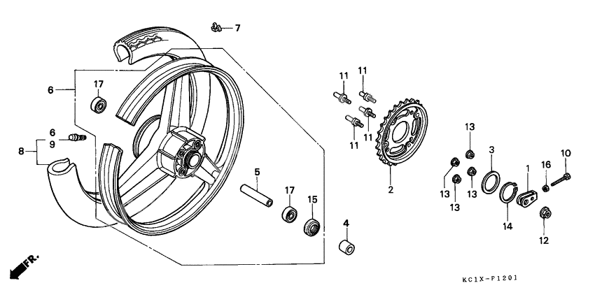 Rear wheel complete assy              

                  CB125TDJ/TP