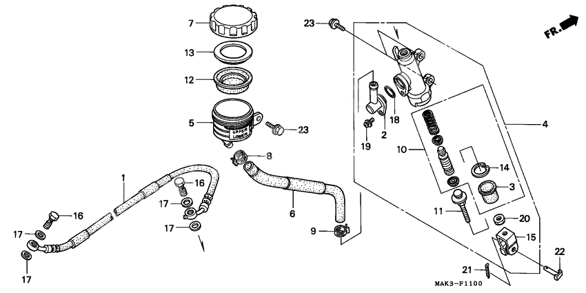 Rear brake master cylinder