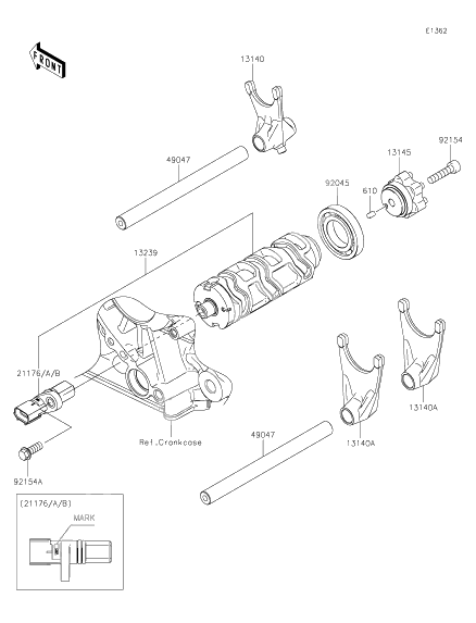 Gear change drum/shift fork(s)