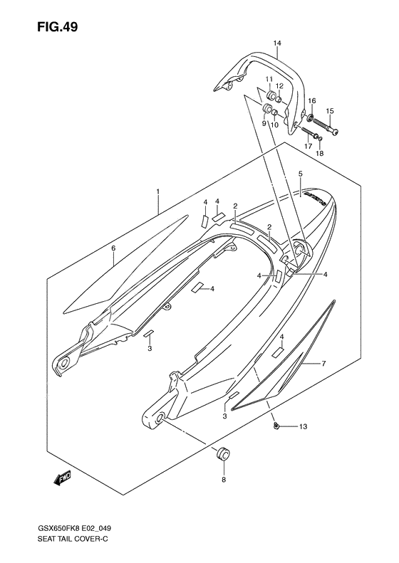 Seat tail cover              

                  Model k8: cwh, egr