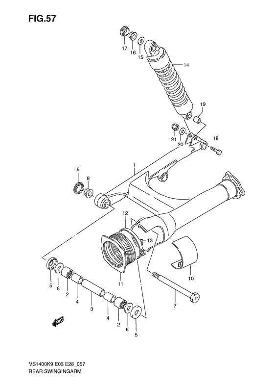 Rear swinging arm