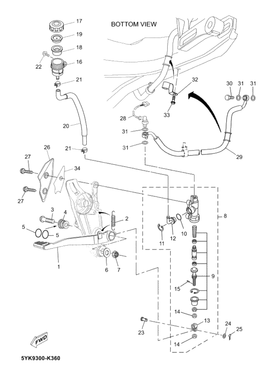 Rear master cylinder