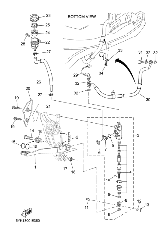 Rear master cylinder