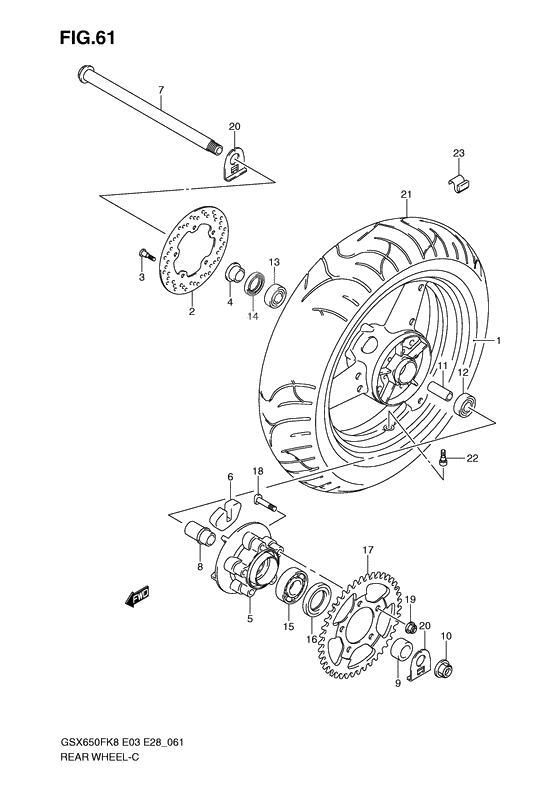 Rear wheel complete assy              

                  Gsx650fk8/fk9/fl0