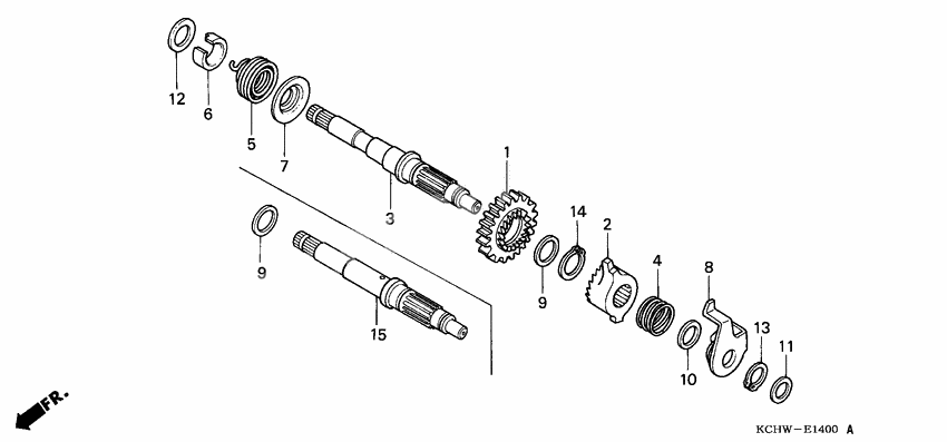 Kick starter spindle