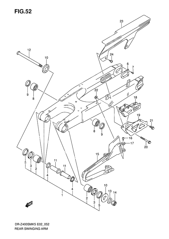 Rear swinging arm