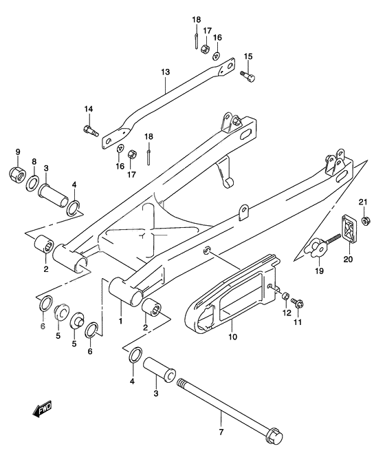 Rear swinging arm