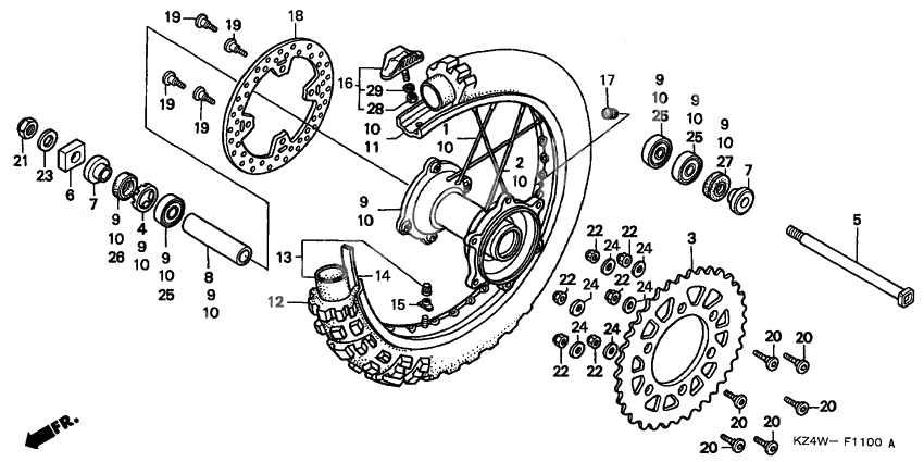 Rear wheel complete assy