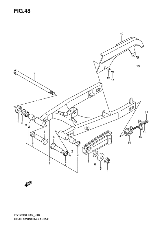 Rear swinging arm