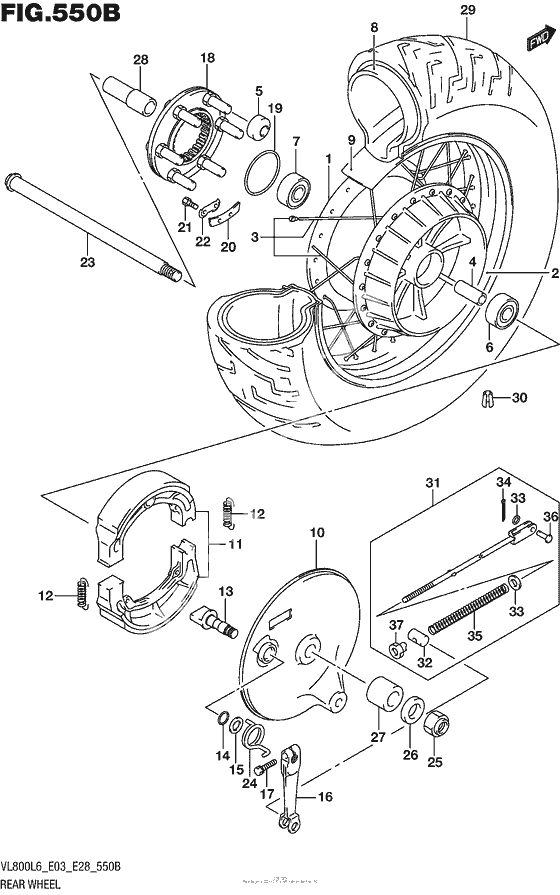 Заднее колесо (Vl800L6 E28)