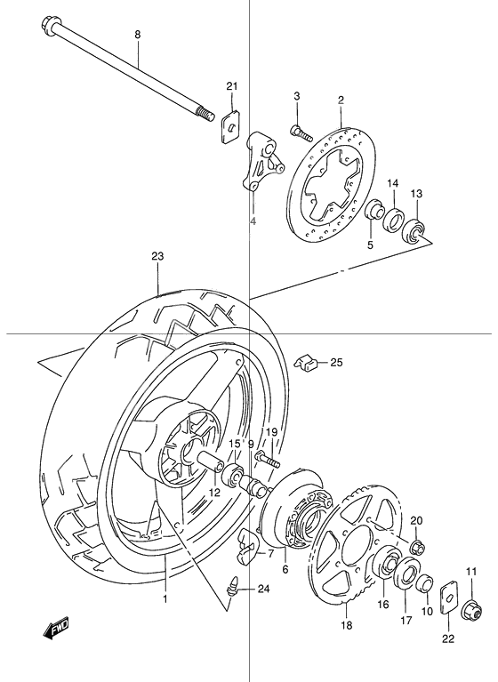 Rear wheel complete assy