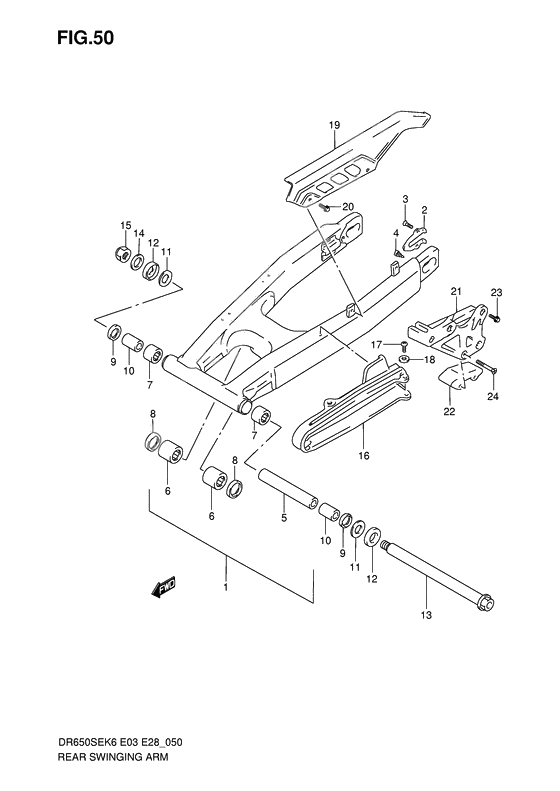 Rear swinging arm